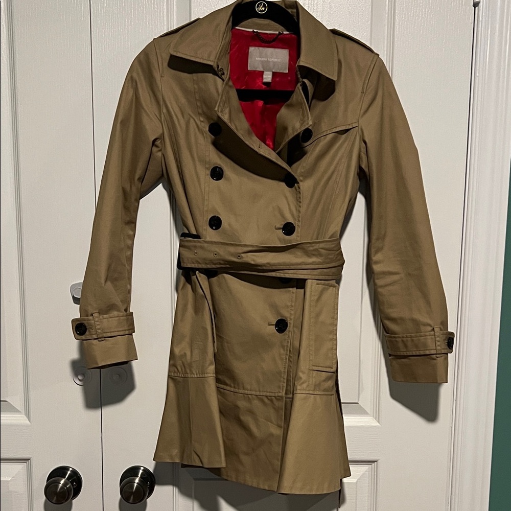 Banana Republic Tan Peplum Trench Coat